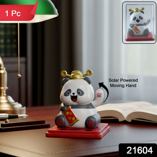 Cute waving panda solar toy showing hand motion