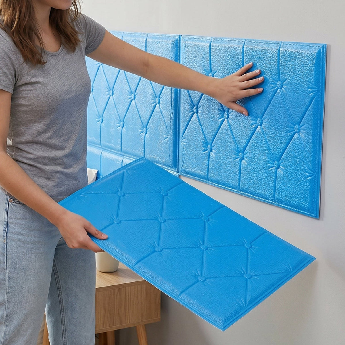 Close-up of 3D self-adhesive wallpaper texture